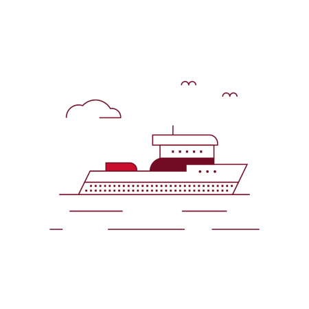 Green maritime boat illustration